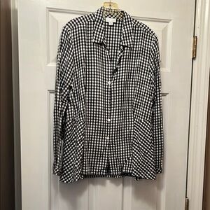 J Jill Black and White Checkered Button-Up Shirt. Size medium